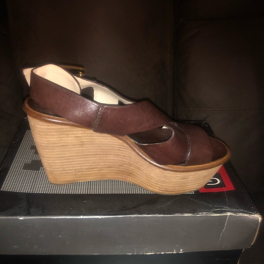 Used once brown platform heels sandals